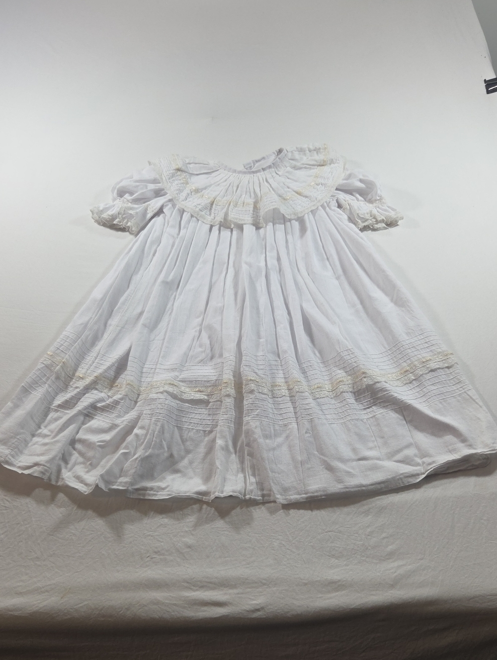 La Jenns Baptismal Gown Maxi Classic White Ruffled Cotton Dress Girls 4T Pleated